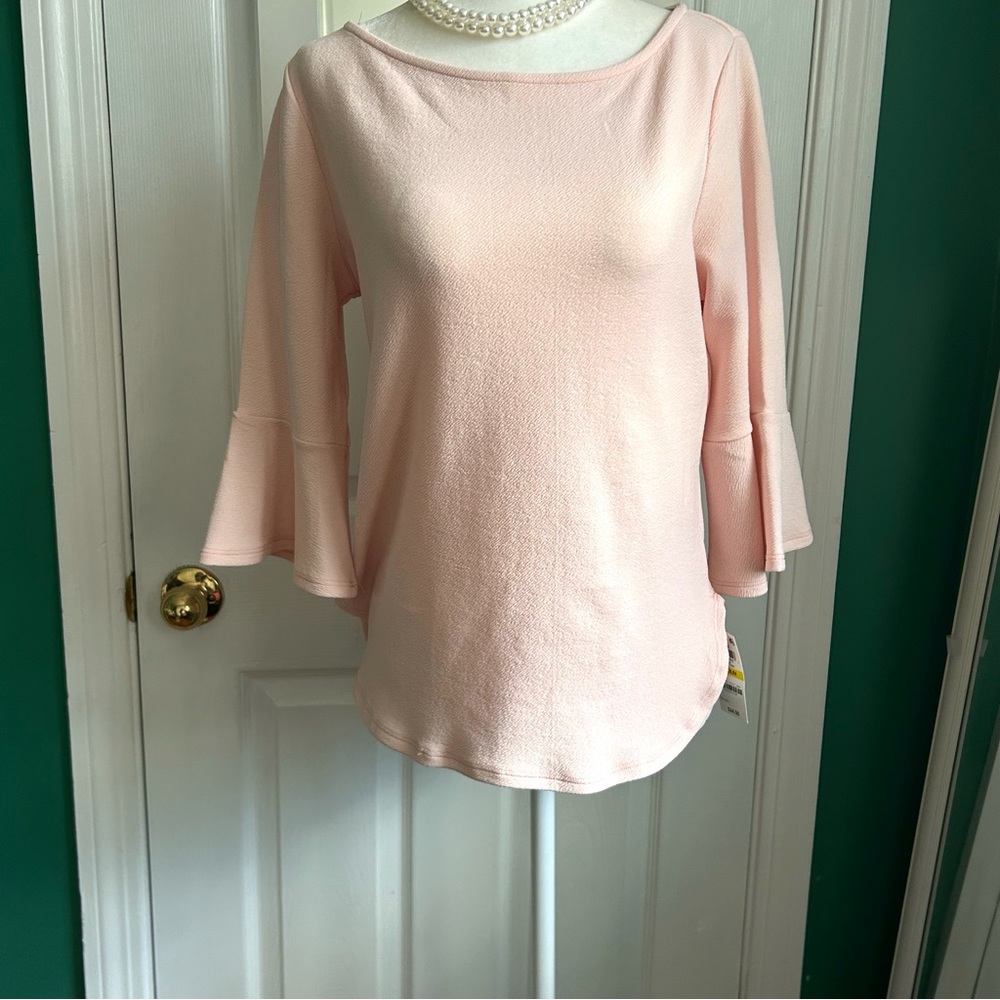 Bar III peach top NWT 3/4 length bell sleeve M
